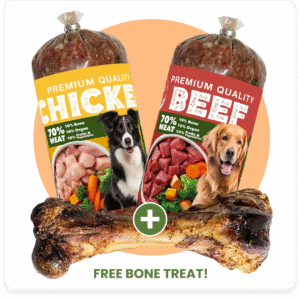 TRIAL PACK - 1LB RAW BEEF, 1LB RAW CHICKEN - PLUS FREE BONE