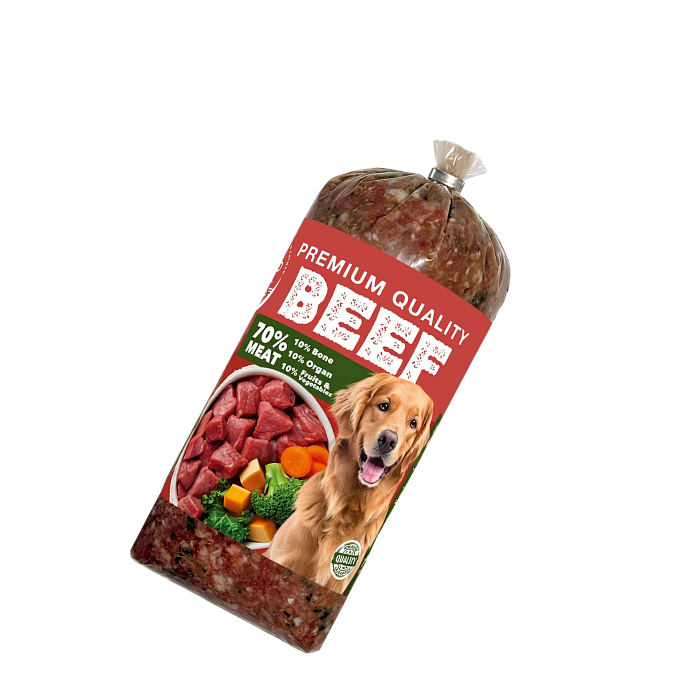 Raw beef dog food meal made in Cayman Islands